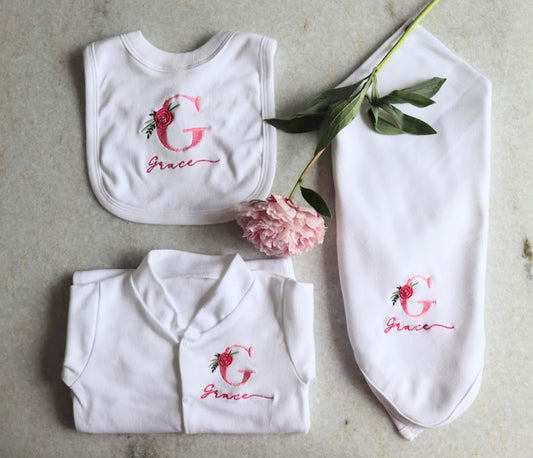 Baby Floral Monogram Bundle