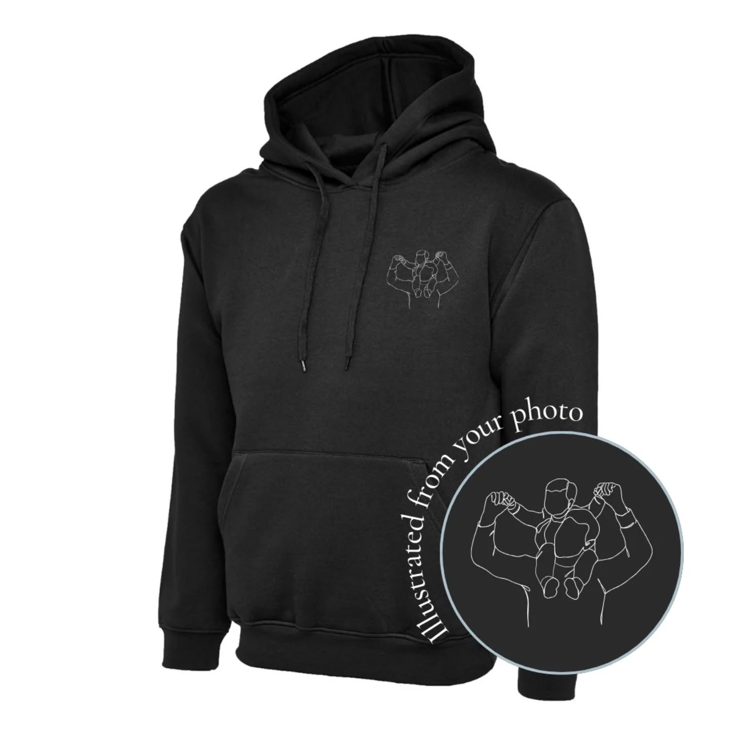Adult unisex family photo illustrated hoodie