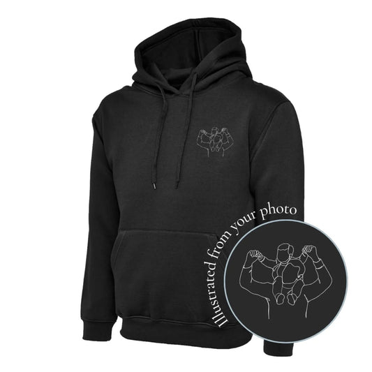 Adult unisex family photo illustrated hoodie