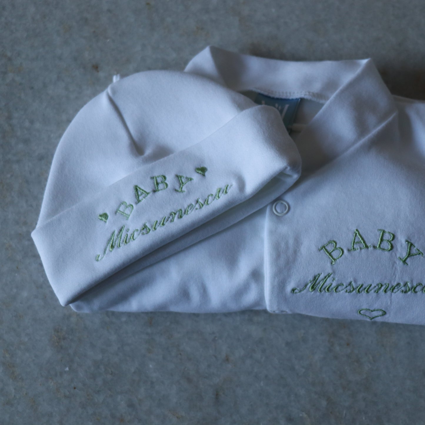 Baby embroidered curved baby name hat