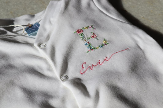 Baby Floral Monogram Sleepsuit