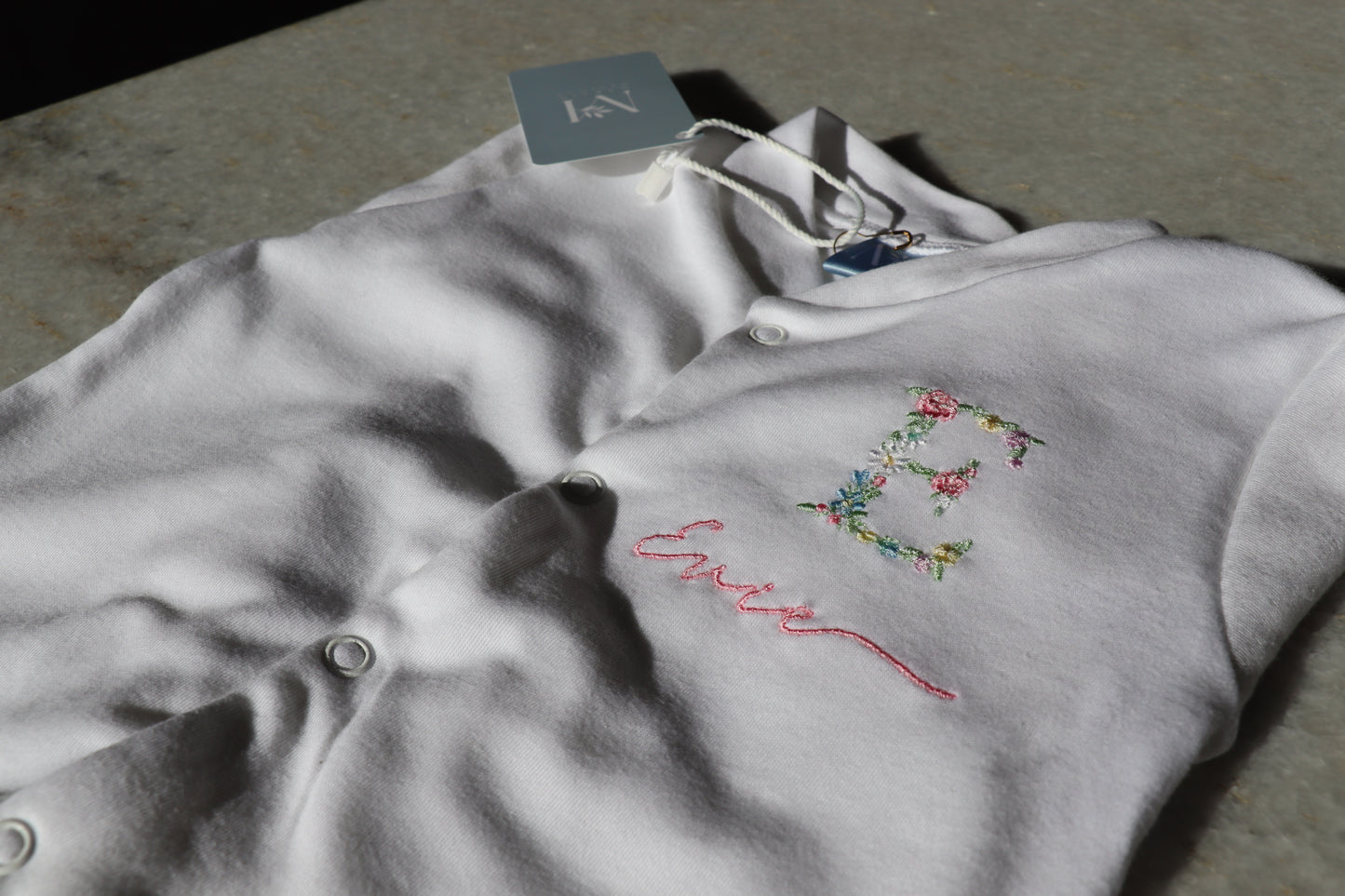 Baby Floral Monogram Sleepsuit