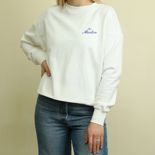 Adult white sweatshirt Mrs